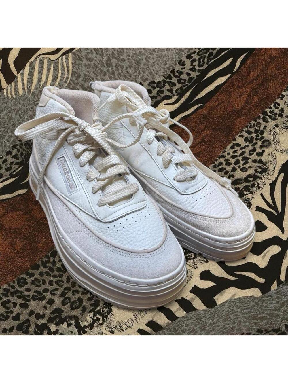 Reebok white leather high top sneakers